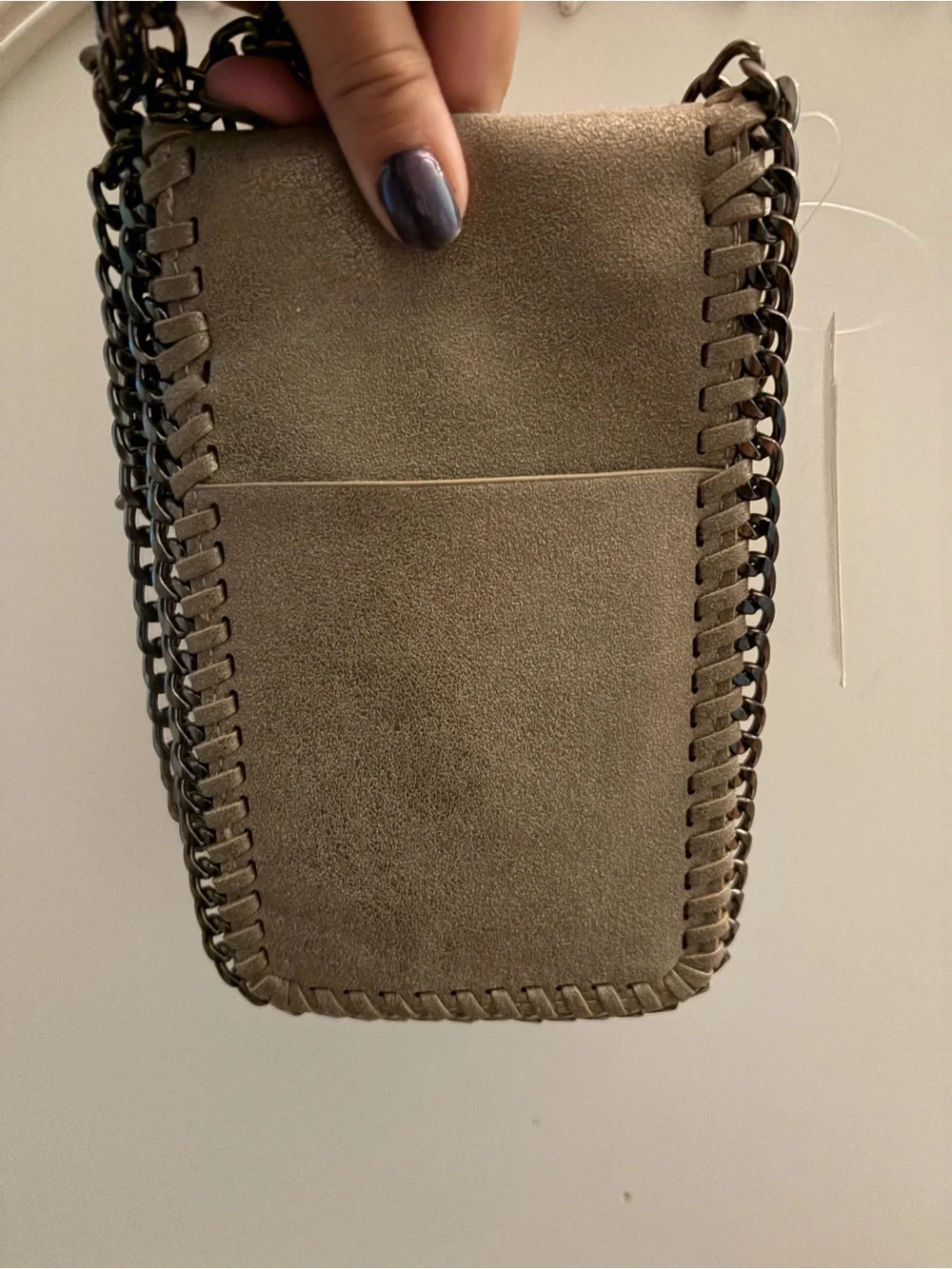 Women's Suede Crossbody Phone Pouch - Taupe